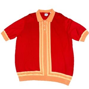 Max 'n Chester Knit Polo‎ Shirt Men's XXL Red Striped Cotton/modal  Casual